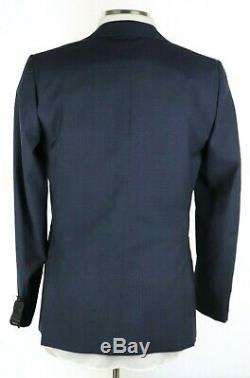 NWT $1495 Z ZEGNA Navy Blue Microcheck Wool Suit Drop 8 Slim-Fit 42 L (52 EU)