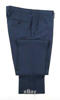 NWT $1495 Z ZEGNA Navy Blue Microcheck Wool Suit Drop 8 Slim-Fit 42 L (52 EU)
