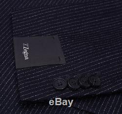 NWT $1495 Z ZEGNA Navy Chalkstripe Slim-Fit'Drop 8' Wool Suit 44 R (Eu 54)