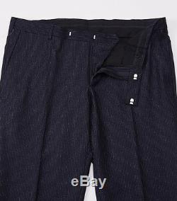 NWT $1495 Z ZEGNA Navy Chalkstripe Slim-Fit'Drop 8' Wool Suit 44 R (Eu 54)