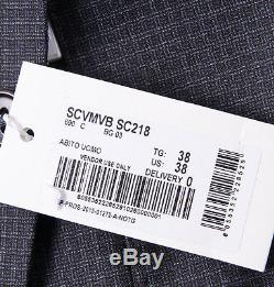 NWT $1695 ARMANI COLLEZIONI'M-Line' Slim-Fit Dark Gray Check Wool Suit 38 R