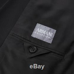 NWT $1695 ARMANI COLLEZIONI Slim-Fit'M-Line' Solid Black Wool Suit 44 L Long