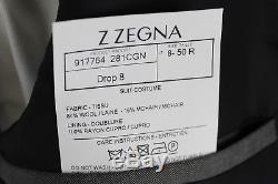 NWT $1695 Z ZEGNA Grey Sharkskin Wool Mohair Suit 50 EU 40 R Drop 8 Slim Fit