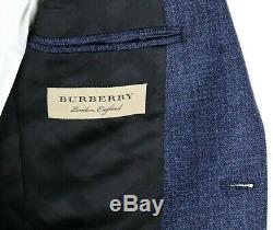 NWT $1750 BURBERRY LONDON Stirling Bright Navy Woven Wool Slim-Fit Suit 36 R