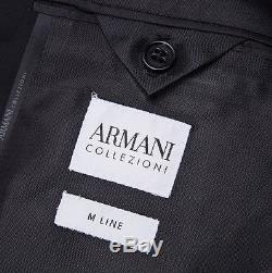 NWT $1795 ARMANI COLLEZIONI'M-Line' Slim-Fit Solid Black Wool Suit 40 R