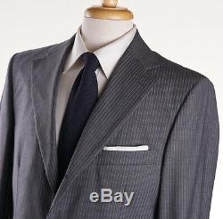 NWT $1975 BELVEST Medium Gray-Sky Blue Stripe Wool Suit Slim-Fit 44 R (Eu 54)