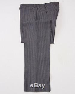 NWT $1975 BELVEST Medium Gray-Sky Blue Stripe Wool Suit Slim-Fit 44 R (Eu 54)