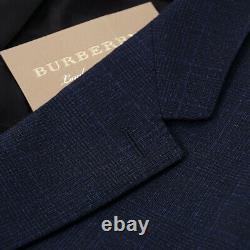 NWT $1995 BURBERRY LONDON'Millbank' Dark Blue Check Wool Suit 46 R Slim-Fit
