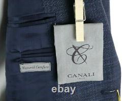 NWT $2195 CANALI 1934 Dark Blue Check Natural Comfort Wool Suit Slim Fit 40 R
