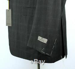 NWT $2195 CANALI 1934 Grey Check Peak Lapel Year Round Wool Suit 50 L Slim Fit