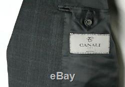 NWT $2195 CANALI 1934 Grey Check Peak Lapel Year Round Wool Suit 50 L Slim Fit