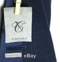 NWT $2195 CANALI 1934 Navy Blue Check Natural Comfort Wool Suit Slim-Fit 40 R