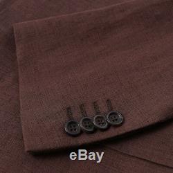 NWT $2195 CANALI 1934 Slim-Fit Woven Cocoa Brown Silk-Linen Suit 42 R (Eu 52)