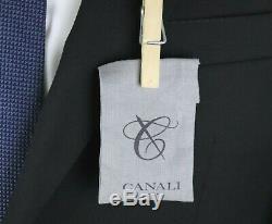 NWT $2195 CANALI 1934 Solid Black Year Round Wool Flat Front Suit Slim-Fit 38 S