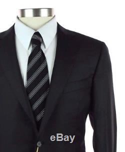 NWT $2195 CANALI 1934 Solid Black Year Round Wool Flat Front Suit Slim Fit 44 R