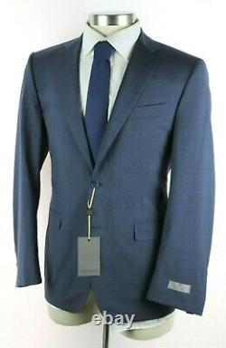 NWT $2195 CANALI 1934 Wool Suit 46 L fits 44 L (56 EU) Blue Microcheck Slim Fit