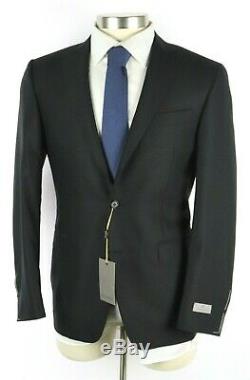 NWT $2195 CANALI 1934 Woven Black Year Round Wool Flat Front Suit Slim-Fit 38 R