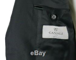 NWT $2195 CANALI 1934 Woven Black Year Round Wool Flat Front Suit Slim-Fit 40 R