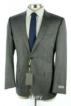 NWT $2195 CANALI 1934 Woven Grey Wool Silk Flat Front Suit Slim-Fit 44 R (54 EU)