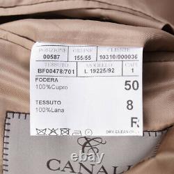 NWT $2195 CANALI Slim-Fit Light Sand Brown Striped Wool Suit 40 R (Eu 50)