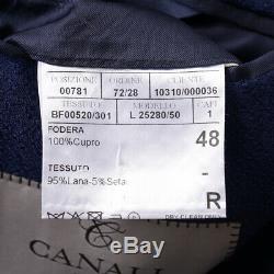 NWT $2250 CANALI Slim-Fit Woven Darker Blue Wool and Silk Suit 38 R (Eu 48)