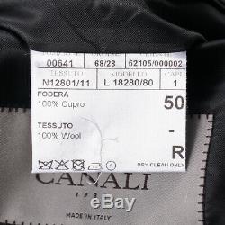 NWT $2295 CANALI Slim-Fit Black and White Woven Pattern Wool Suit 40 R