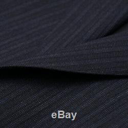 NWT $2295 CANALI Slim-Fit Dark Blue Stripe Wool Suit with Peak Lapels 42 R