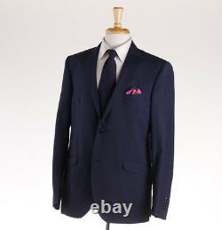 NWT $2375 ETRO Navy Blue Micro Check Lightweight Wool Suit Slim 44 R (fits 42R)