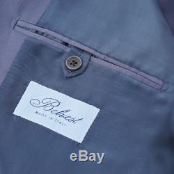 NWT $2395 BELVEST Slim-Fit Slate Blue Double-Breasted Cotton Suit 42 R (Eu 52)