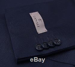 NWT $2395 CANALI 1934 Dark Blue Woven Peak Lapel Wool Suit 36 R Slim-Fit