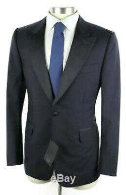 NWT $2395 DUNHILL Italy Solid Navy Wool Mohair Slim-Fit Tuxedo Suit 42 R (52 EU)