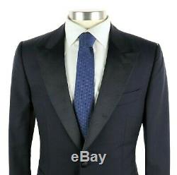 NWT $2395 DUNHILL Italy Solid Navy Wool Mohair Slim-Fit Tuxedo Suit 42 R (52 EU)