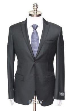 NWT $2495 BELVEST Super 110's Wool Black Slim Fit 2Btn Flat Front Suit 48 38 R