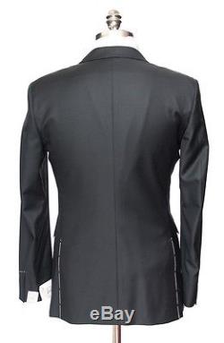 NWT $2495 BELVEST Super 110's Wool Black Slim Fit 2Btn Flat Front Suit 48 38 R