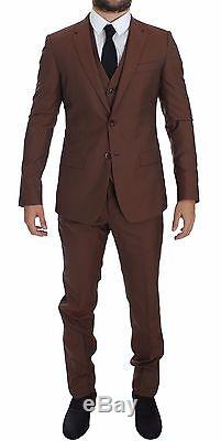 NWT $2600 DOLCE & GABBANA Brown Silk Wool 3 Piece Slim Fit Suit EU46 /US36 /S