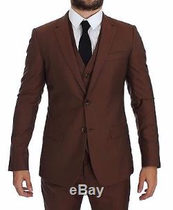 NWT $2600 DOLCE & GABBANA Brown Silk Wool 3 Piece Slim Fit Suit EU48 / US38 / M