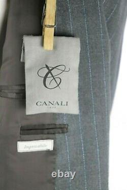 NWT $2650 CANALI 1934 Light Grey Stripe Impeccabile Wool Suit 46 R (fits 44 R)