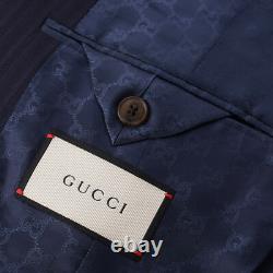 NWT $2750 GUCCI'Monaco' Slim-Fit Navy Blue Stripe Wool Suit 48 R (Eu 58)