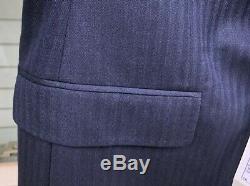 NWT $2750 GUCCI Slim-Fit Navy Blue Herringbone Suit Size US 42 R EU 52 R