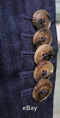 NWT $2750 GUCCI Slim-Fit Navy Blue Herringbone Suit Size US 42 R EU 52 R