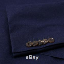 NWT $2750 GUCCI Solid Blue Slim-Fit'Monaco' Flannel Wool Suit 46 R (Eu 56)