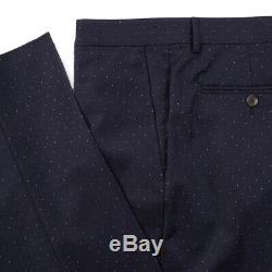 NWT $2790 GUCCI'Signoria' Slim-Fit Navy Blue Pin Dot Wool Suit 42 R (Eu 52)