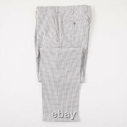 NWT $2995 BELVEST Beige and Brown Check Cotton Suit 38 R (Eu 48) Slim-Fit