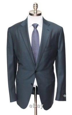 NWT $2995 BELVEST Navy Melange Slim Fit Wool 2Btn Flat Front Suit 52 7L 42 L