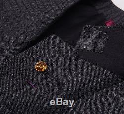 NWT $3695 SARTORIA PARTENOPEA Slim-Fit Charcoal Gray Stripe Wool Suit 44 R Eu54