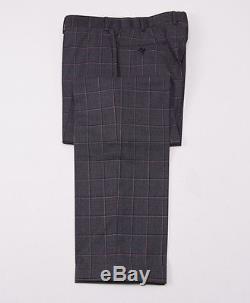 NWT $3795 BELVEST Gray-Pink Windowpane Check Wool Suit Slim-Fit 40 R (Eu 50)
