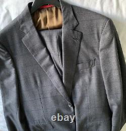 NWT $3895 ISAIA Brown-Gray Check'Travel' Wool Suit 54/ 44 Slim Fit Gregory