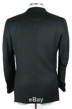 NWT $3895 ISAIA Gregory Black Stripe Super 130's Wool Suit 42 R (52 Eu) Slim Fit