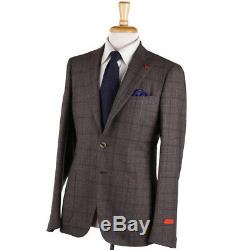 NWT $3995 ISAIA Slim-Fit'Cortina' Brown Woven Check Super 130s Wool Suit 38 R