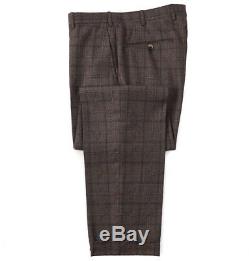 NWT $3995 ISAIA Slim-Fit'Cortina' Brown Woven Check Super 130s Wool Suit 38 R